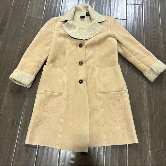 GAP long faux suede shearling lined coat - Picture 4 of 9